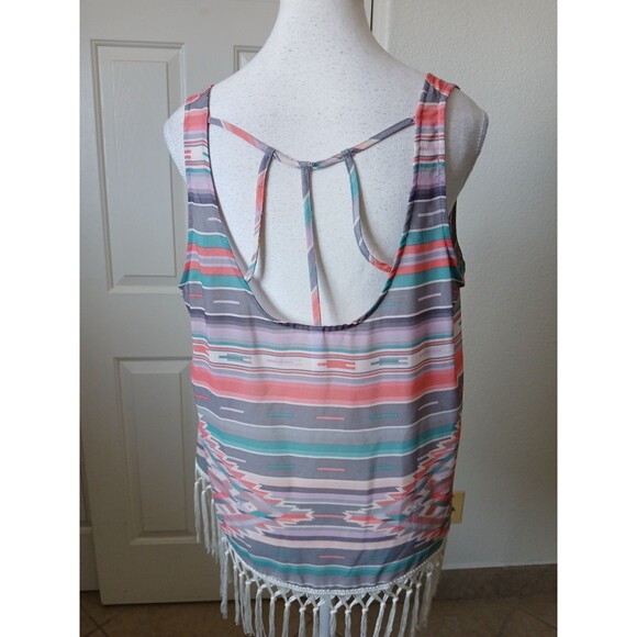 Xhilaration Womens blouse Top Multicolor Sleeveless Aztec Print Size XL Bohemian - Picture 2 of 13